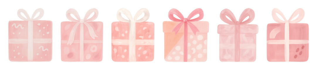 Fototapeta premium PNG Pink gift boxes illustration on transparent background