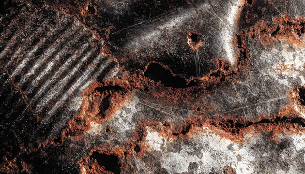 Close-up of rusty metal surface with corroded texture
