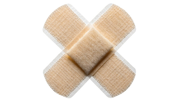 Crossed Band Aids on White Background