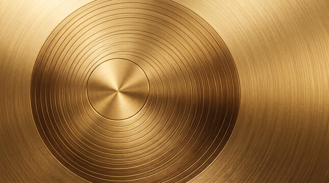 Close-up Textured Metal Surface with Circular Pattern and Reflective Center on Wooden Background
