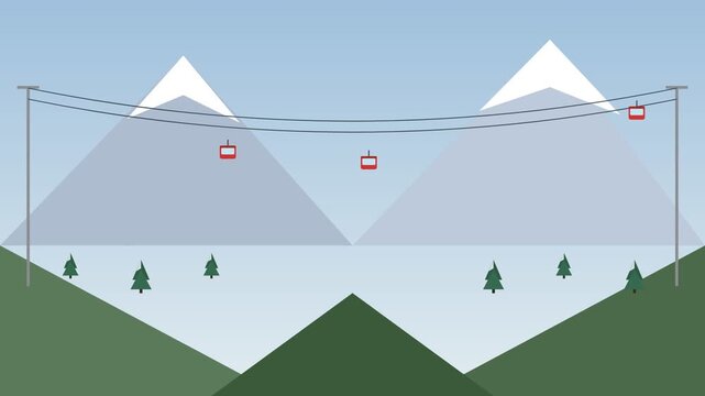 A video showcasing a futuristic zipline crossing a serene mountain lake with majestic pyramids in the background