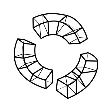 3D vector wireframe construction of a segmented ring torus in minimalist line art style
