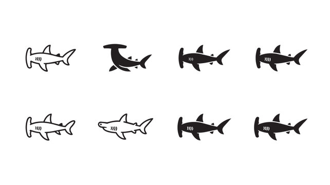 Set of hammerhead shark icons, vector illustration vector