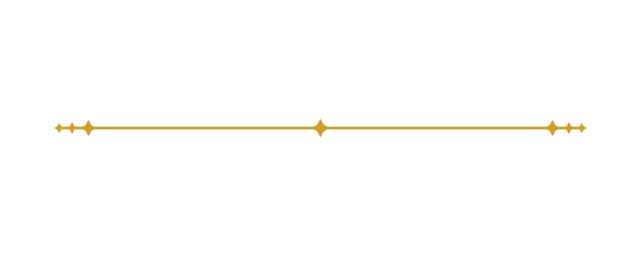 Golden decorative horizontal line divider with elegant ornamental elements isolated on transparent background vector set.