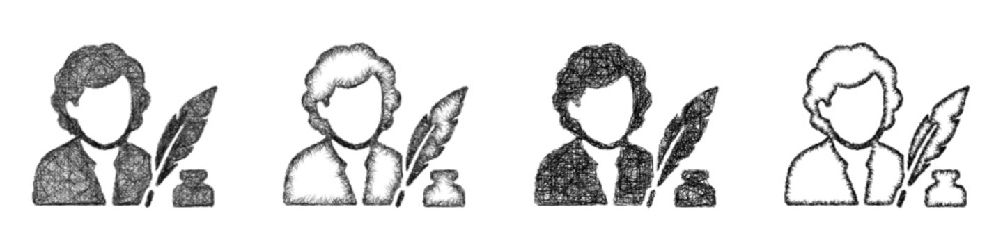 Sketch black and white playwright icon design set