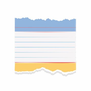 Torn Lined Paper with Blue and Yellow Sections