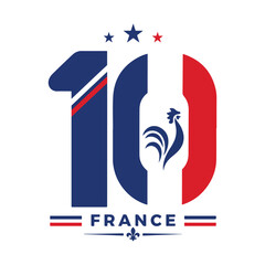 France 10 years anniversary logo with rooster and flag colors © MSTJOYNOB