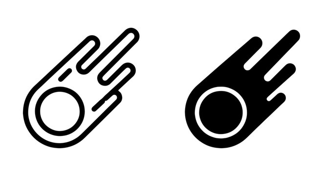 Meteorite Icons, Falling Star Vector Graphics, Cosmic Object Symbols, Space Exploration Design Elements