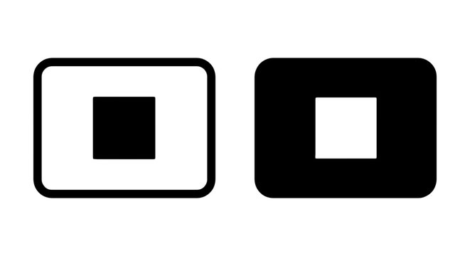 Minimalist Square Icons, Black and White Geometric Shapes, Simple UI Elements, Vector Graphic Design