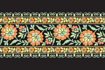Seamless pattern background Geometric ethnic oriental ikat seamless pattern traditional Design for background, carpet, wallpaper, clothing, wrapping, Batik, fabric, illustration embroidery. © tubtim