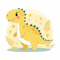 Fototapeta premium Cute Yellow Dinosaur Illustration