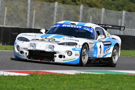 Scarperia, Italy - October 12th 2024: Chrisler Viper GTS-R GT1 drive by unknown in action during practice session at Mugello Circuit.