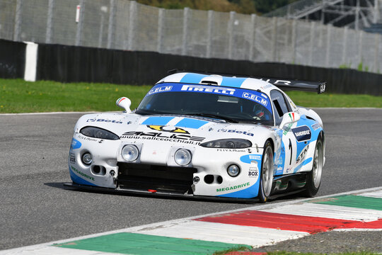 Scarperia, Italy - October 12th 2024: Chrisler Viper GTS-R GT1 drive by unknown in action during practice session at Mugello Circuit.