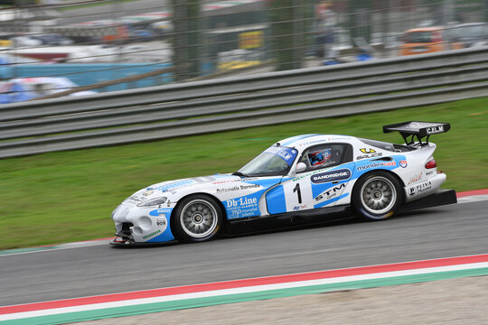 Scarperia, Italy - October 12th 2024: Chrisler Viper GTS-R GT1 drive by unknown in action during practice session at Mugello Circuit.
