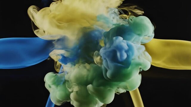 Liquid ink diffusion in dark water with slow motion abstract motion and macro details