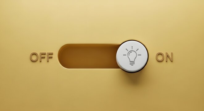 Light Bulb Switch On Off Toggle Button Minimalist Concept Flat Lay