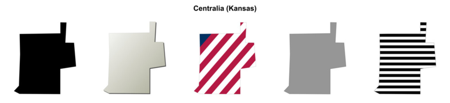 Centralia (Kansas) blank outline map set