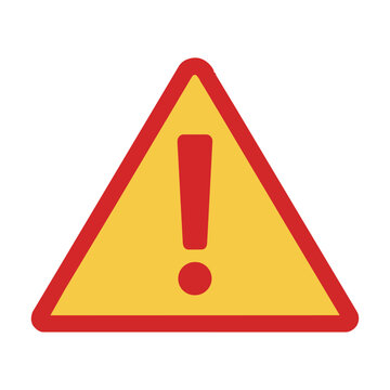 A simple flat warning icon with a bold exclamation mark centered in a thick-outlined equilateral triangle, isolated on white. Safety and alert concept