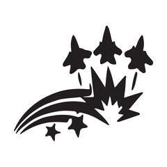 Fototapeta premium Black silhouette of fighter jets flying in formation