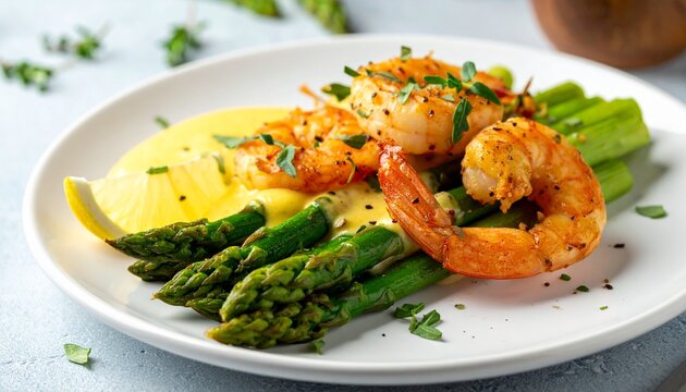 Garnelen mit Spargel und Zitronensauce