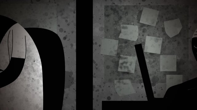 silhouettes of sad office workers in their cubicles