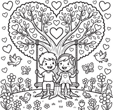 Cute Cartoon Animal Coloring Page Outline Illustration for Kids