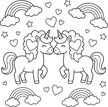 Cute Cartoon Animal Coloring Page Outline Illustration for Kids