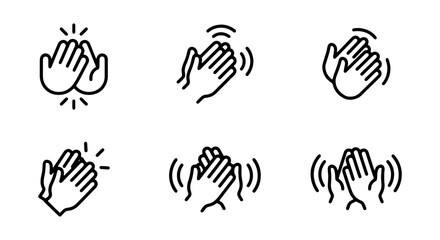 Obraz premium Applause Icons Set, Clapping Hands Vector Graphics, Approval Symbol Collection, Positive Feedback Elements, Celebration Gestures