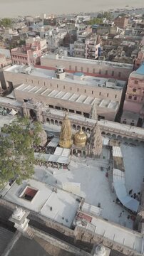 4K Aerial View of Kashi Vishwanath Dham in the Holy City of Varanasi