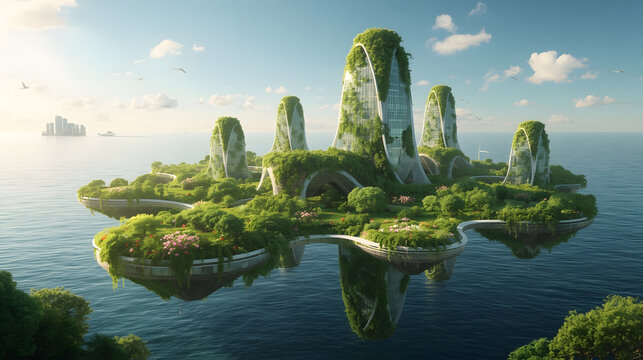 Eco-Utopia: Floating Green Cityscape