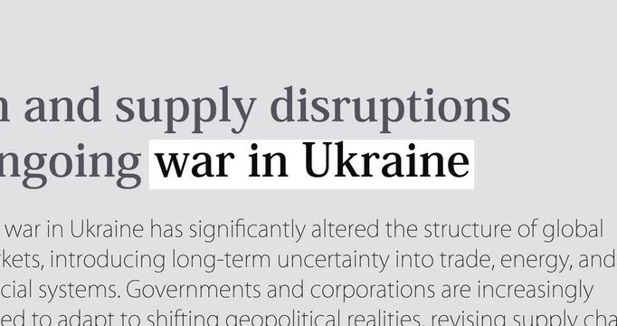 War in Ukraine, changing news headlines sequence across media about military conflict in Ukraine, loop footage