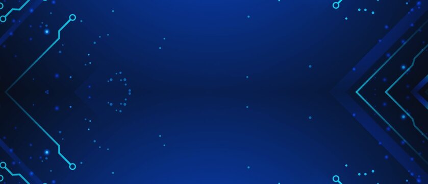 Glowing blue circuit board background with neon lines