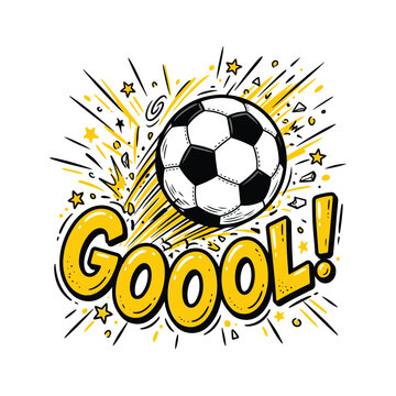 Soccer ball with goool text and starburst