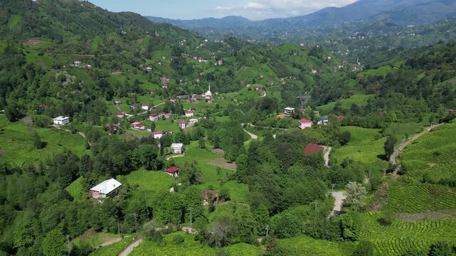 A drone view of one of the villages in Rize, Turkey's greenest city.
