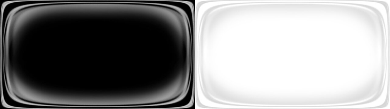Abstract warped screen distortion frame overlay on black and transparent background, retro television and glitch effect concept