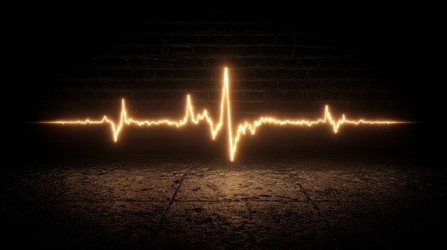Stunning photo of glowing heartbeat line over a dark textured background displaying vitality.