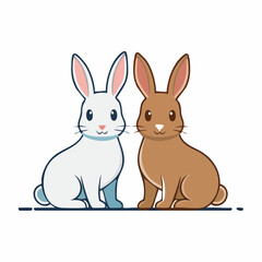 Fototapeta premium Cute Cartoon Rabbits Illustration
