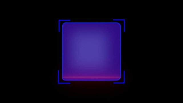 A blue square with corner brackets on a black background, resembling a focus frame or scanner view. This minimalistic digital graphic can represent targeting, 4k