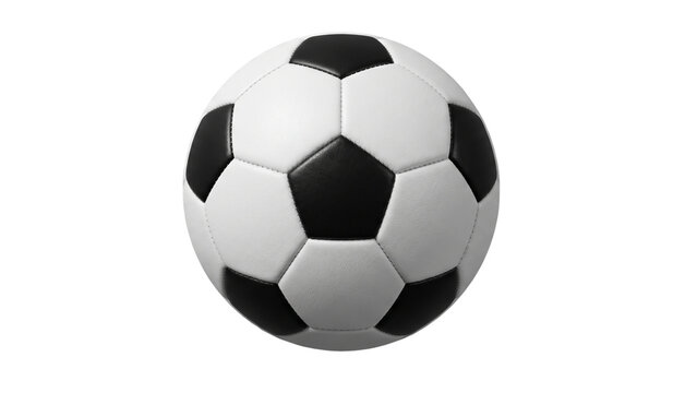 Classic Black and White Soccer Ball Isolated on Transparent Background PNG for Sports Design