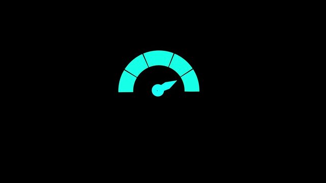 Gauge needle rising from green safety to red danger zone on a speedometer icon, illustrating high risk or performance concepts in a flat animation