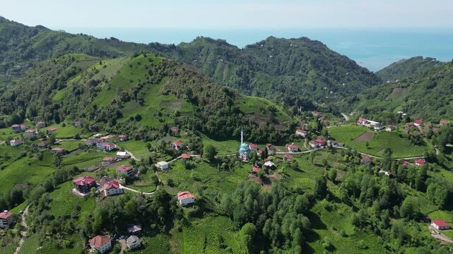 A drone view of one of the villages in Rize, Turkey's greenest city.