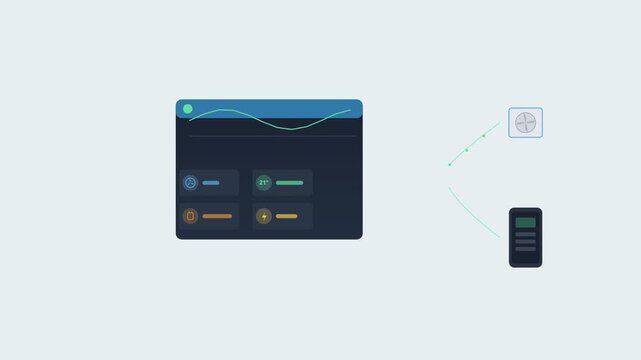 Heat pump predictive maintenance dashboard flat design animation for smart monitoring and performance optimization concept