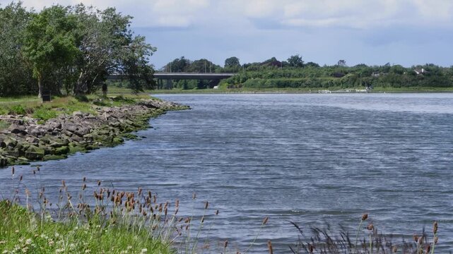 Broadmeadow estuary near malahide, Dublin with M1 motorway