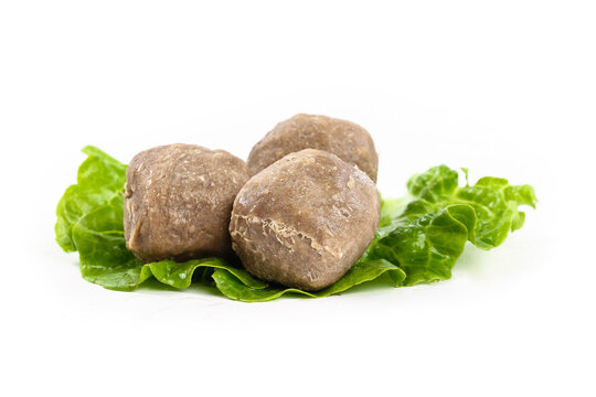 Traditional Chaoshan Beef Tendon Balls - Handmade Chinese Meatballs on Lettuce