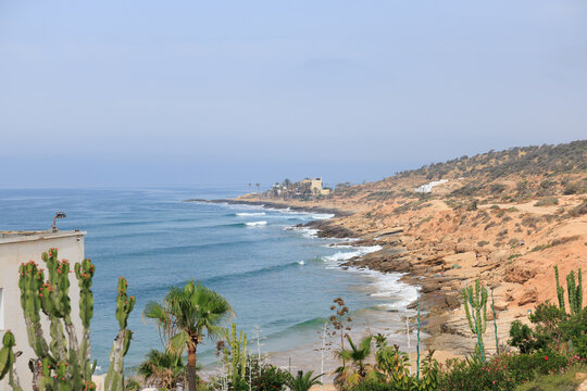 aerial view of the anchor point in Taghazout, Morocco
