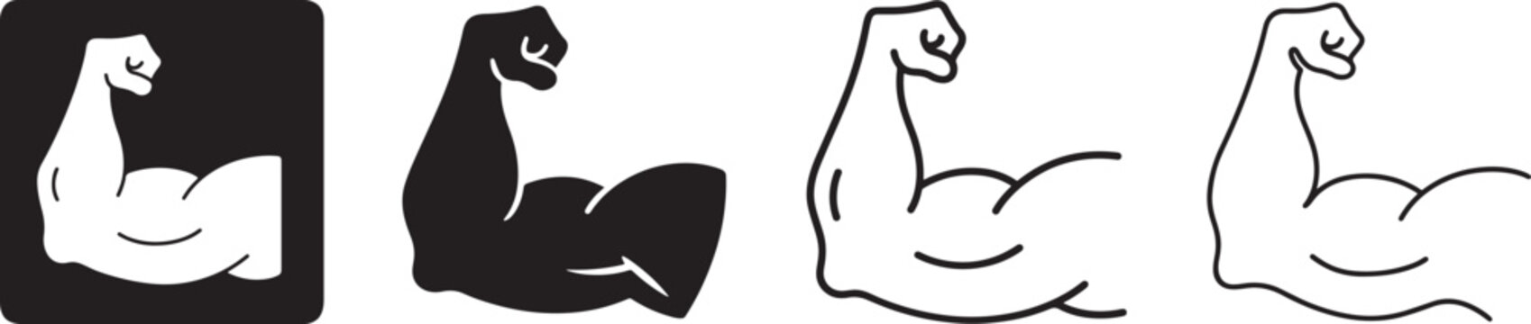Flexing bicep strong arm icon set vector.