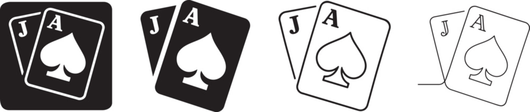 Blackjack playing cards icon set vector.