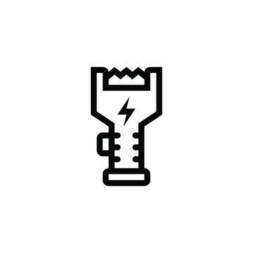 Stun Gun Icon &ndash; Black Outline Electric Taser Vector Symbol