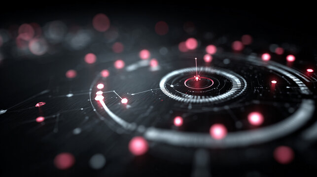 Digital network nodes glowing in circular data flow with futuristic technology background