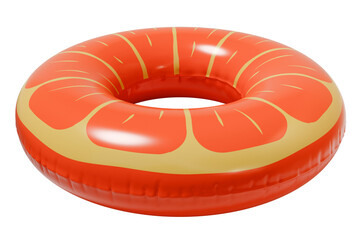 Naklejka premium Orange Inflatable Swim Ring, Summer Pool Float Isolated on White Background. 3d rendering